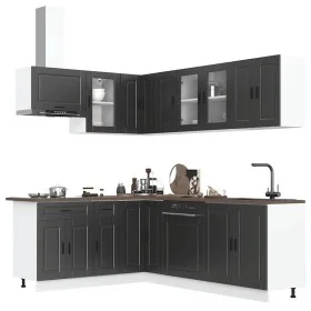Mueble de cocina Porto negra 11 piezas madera contrachapada de , Armarios de cocina - Ref: Foro24-3314902, Precio: 748,45 €, ...
