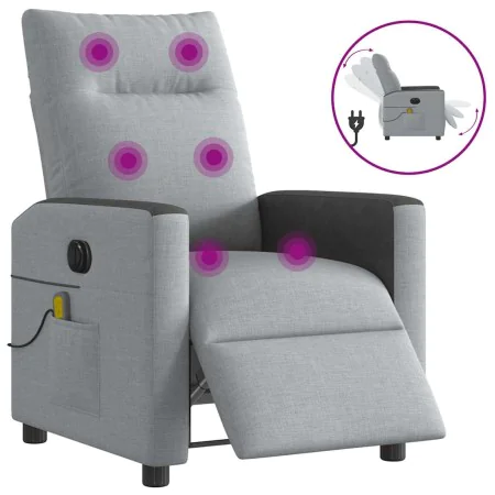 Sillón reclinable de masaje eléctrico tela gris claro de , Sillones - Ref: Foro24-3324045, Precio: 256,96 €, Descuento: %
