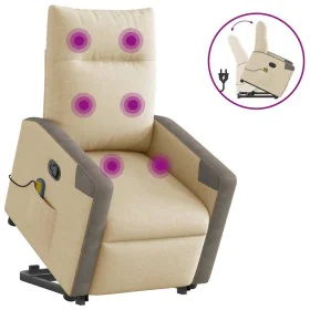 Silla de masaje reclinable de pie de tela color crema de , Sillones - Ref: Foro24-3324098, Precio: 287,59 €, Descuento: %