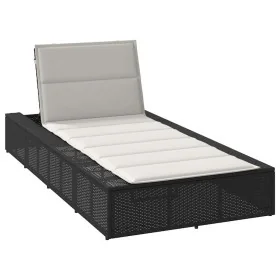 Tumbona con cojín flotante ratán sintético negro de , Tumbonas - Ref: Foro24-4104202, Precio: 237,20 €, Descuento: %