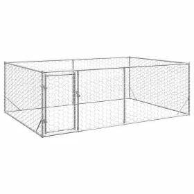 Perrera de exterior puerta acero galvanizado plateado 3x2x1 m de , Casetas para perros - Ref: Foro24-4105413, Precio: 109,84 ...