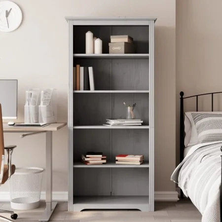 Librería BODO 5 estantes madera maciza pino gris 82x40x173 cm de , Librerías y estanterías - Ref: Foro24-355082, Precio: 179,...