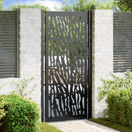 Puerta de jardín de diseño con raíl de acero negro 105x205 cm de , Puertas de jardín - Ref: Foro24-4100983, Precio: 238,56 €,...