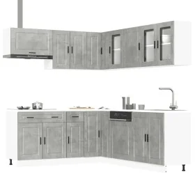 Mueble cocina Porto gris hormigón 11 pzas madera contrachapada de , Armarios de cocina - Ref: Foro24-3314935, Precio: 704,98 ...