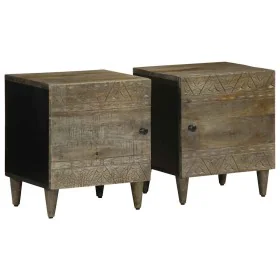 Mesitas noche 2 uds madera maciza mango gris claro 40x33x46 cm de , Mesitas de noche - Ref: Foro24-4017789, Precio: 96,05 €, ...