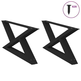 Patas para mesa de centro 2 unidades acero negro 70x(30-31,3)cm de , Patas para mesas - Ref: Foro24-4012692, Precio: 78,66 €,...