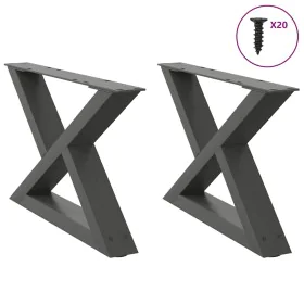 Patas de mesa centro 2 unidades acero antracita 60x(30-31,3) cm de , Patas para mesas - Ref: Foro24-4012690, Precio: 73,43 €,...