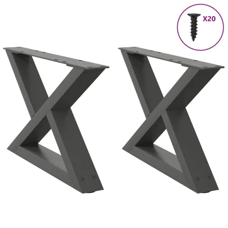 Patas de mesa centro 2 unidades acero antracita 60x(30-31,3) cm de , Patas para mesas - Ref: Foro24-4012690, Precio: 73,43 €,...