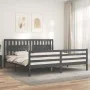 Estructura de cama con cabecero madera maciza gris 200x200 cm de vidaXL, Camas y somieres - Ref: Foro24-3194333, Precio: 185,...