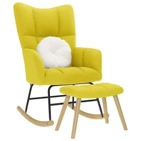 Sillón mecedora con taburete tela amarilla claro de , Mecedoras - Ref: Foro24-4016809, Precio: 139,19 €, Descuento: %
