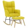 Sillón mecedora con taburete tela amarilla claro de , Mecedoras - Ref: Foro24-4016809, Precio: 139,19 €, Descuento: %