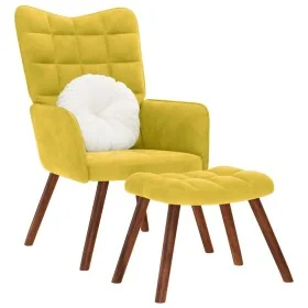 Sillón de relax con taburete terciopelo amarillo de , Sillones - Ref: Foro24-4016828, Precio: 98,26 €, Descuento: %