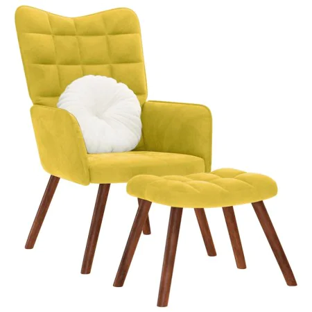 Sillón de relax con taburete terciopelo amarillo de , Sillones - Ref: Foro24-4016828, Precio: 98,26 €, Descuento: %
