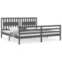 Estructura de cama con cabecero madera maciza gris 200x200 cm de vidaXL, Camas y somieres - Ref: Foro24-3194333, Precio: 185,...