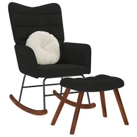 Mecedora con taburete de terciopelo negro de , Mecedoras - Ref: Foro24-4016849, Precio: 129,62 €, Descuento: %