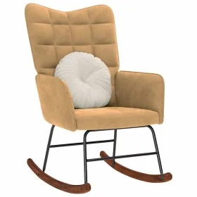 Silla mecedora de terciopelo marrón de , Mecedoras - Ref: Foro24-4016840, Precio: 114,60 €, Descuento: %