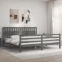 Estructura de cama con cabecero madera maciza gris 200x200 cm de vidaXL, Camas y somieres - Ref: Foro24-3194333, Precio: 185,...