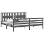 Estructura de cama con cabecero madera maciza gris 200x200 cm de vidaXL, Camas y somieres - Ref: Foro24-3194333, Precio: 185,...