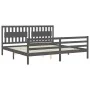 Estructura de cama con cabecero madera maciza gris 200x200 cm de vidaXL, Camas y somieres - Ref: Foro24-3194333, Precio: 185,...
