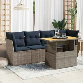Juego de sofás jardín con cojines 5 pzas ratán sintético gris by , Garden sets - Ref: Foro24-3326882, Price: 400,63 €, Discou...