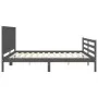 Estructura de cama con cabecero madera maciza gris 200x200 cm de vidaXL, Camas y somieres - Ref: Foro24-3194333, Precio: 185,...
