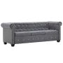 Sofá chesterfield de 3 plazas de terciopelo 199x75x72 cm gris de , Sofás - Ref: Foro24-247144, Precio: 692,27 €, Descuento: %
