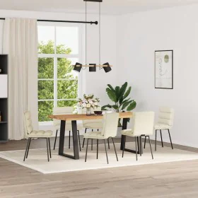 Sillas de comedor 6 unidades de terciopelo crema de , Sillas de comedor - Ref: Foro24-3315661, Precio: 270,50 €, Descuento: %