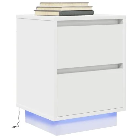 Mesilla de noche con luces LED blanca 38x34x50 cm by , Nightstands - Ref: Foro24-861283, Price: 57,22 €, Discount: %