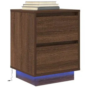 Mesilla de noche con luces LED roble marrón 38x34x50 cm de , Mesitas de noche - Ref: Foro24-861295, Precio: 58,25 €, Descuent...
