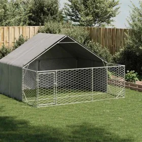 Caseta perros exterior con corral 3x3x1,9 m acero galvanizado de , Casetas para perros - Ref: Foro24-3329240, Precio: 207,45 ...