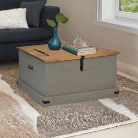 Baúl de almacenamiento HALDEN gris 91x91x47 cm madera maciza de , Baúles de almacenamiento - Ref: Foro24-4018407, Precio: 235...