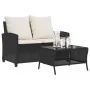 Sofá jardín de 2 plazas con cojín y mesa ratán sintético negro by , Outdoor sofas - Ref: Foro24-4103845, Price: 217,63 €, Dis...