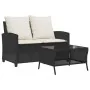Sofá jardín de 2 plazas con cojín y mesa ratán sintético negro by , Outdoor sofas - Ref: Foro24-4103845, Price: 217,63 €, Dis...