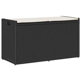 Banco de almacenaje con cojín ratán sintético negro 100 cm de , Bancos de jardín - Ref: Foro24-4104060, Precio: 141,17 €, Des...