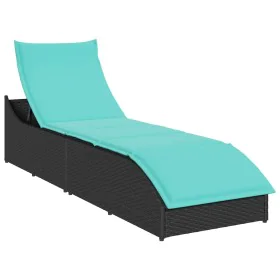 Tumbona plegable con cojín y espacio ratán sintético negro de , Tumbonas - Ref: Foro24-4104228, Precio: 247,76 €, Descuento: %