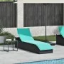 Tumbona plegable con cojín y espacio ratán sintético negro de , Tumbonas - Ref: Foro24-4104228, Precio: 247,76 €, Descuento: %