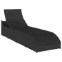 Tumbona plegable con cojín y espacio ratán sintético negro de , Tumbonas - Ref: Foro24-4104228, Precio: 247,76 €, Descuento: %