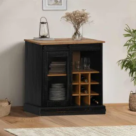 Aparador HALDEN con puerta corredera negro 80x40x80 cm de , Aparadores - Ref: Foro24-4018424, Precio: 214,11 €, Descuento: %
