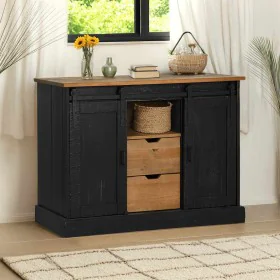 Aparador HALDEN 2 puertas correderas negro 112x40x80 cm by , Sideboards - Ref: Foro24-4018432, Price: 274,03 €, Discount: %