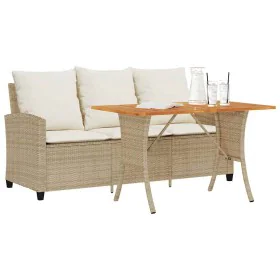 Sofá jardín de 3 plazas con cojín y mesa beige ratán sintético de , Sofás de exterior - Ref: Foro24-4103858, Precio: 277,90 €...