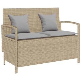 Banco de jardín con almacenaje y cojín beige ratán sintético de , Bancos de jardín - Ref: Foro24-4104214, Precio: 212,55 €, D...
