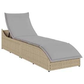 Tumbona plegable con cojín y espacio beige ratán sintético by , Loungers - Ref: Foro24-4104223, Price: 247,76 €, Discount: %