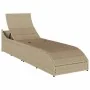 Tumbona plegable con cojín y espacio beige ratán sintético von , Liegen - Ref: Foro24-4104223, Preis: 247,76 €, Rabatt: %