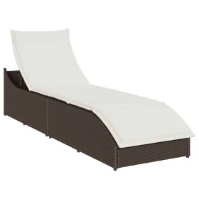 Tumbona plegable con cojín y espacio marrón ratán sintético by , Loungers - Ref: Foro24-4104221, Price: 247,76 €, Discount: %