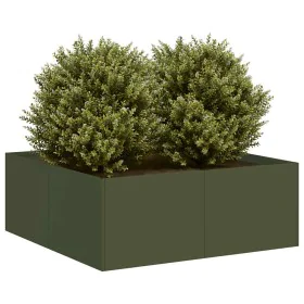 Jardinera acero verde oliva 80x80x30 cm de , Maceteros y jardineras - Ref: Foro24-860804, Precio: 58,03 €, Descuento: %