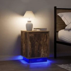 Mesillas de noche con luces LED 2 uds roble ahumado 38x34x50 cm by , Nightstands - Ref: Foro24-861274, Price: 82,61 €, Discou...