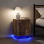 Mesillas de noche con luces LED 2 uds roble ahumado 38x34x50 cm by , Nightstands - Ref: Foro24-861274, Price: 82,61 €, Discou...