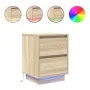 Mesillas de noche con luces LED 2 uds roble sonoma 38x34x50 cm by , Nightstands - Ref: Foro24-861288, Price: 99,75 €, Discoun...