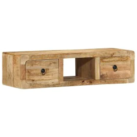 Mueble de TV de pared madera maciza mango rugosa 100x32x25 cm by , CD and DVD storage - Ref: Foro24-4104525, Price: 162,84 €,...