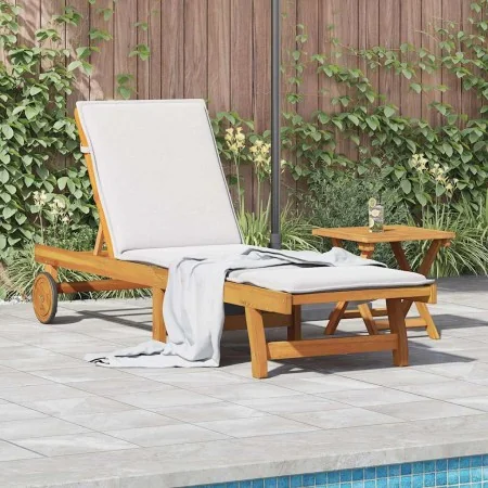 Tumbona con mesita madera maciza de acacia de , Tumbonas - Ref: Foro24-3325199, Precio: 203,16 €, Descuento: %